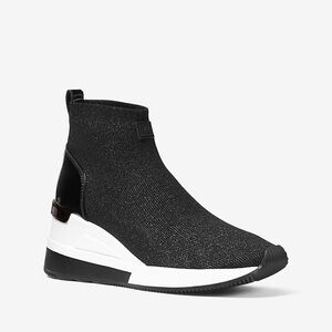 Michael Kors Skyler black glitter sock sneakers 9